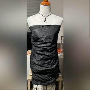 AllSaints Spitalfields Black Strapless Ruched Mini Dress | Size 6